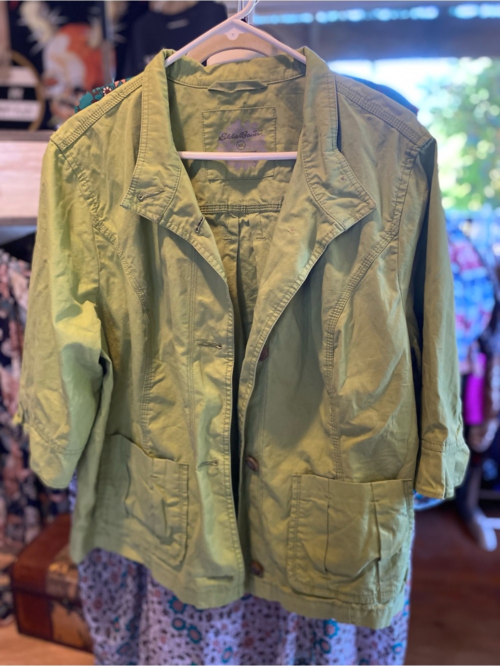 Eddie Bauer Light Green Utility Jacket with Patch Pockets